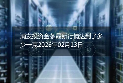 浦发投资金条最新行情达到了多少一克2026年02月13日