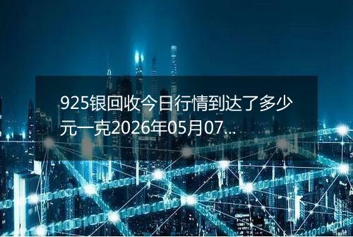 925银回收今日行情到达了多少元一克2026年05月07日