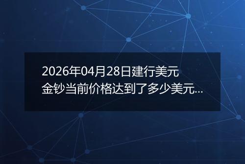 2026年04月28日建行美元金钞当前价格达到了多少美元一盎司2026年04月28日