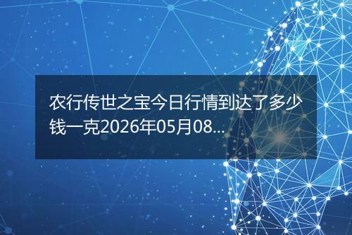 农行传世之宝今日行情到达了多少钱一克2026年05月08日