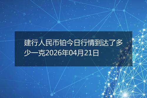 建行人民币铂今日行情到达了多少一克2026年04月21日