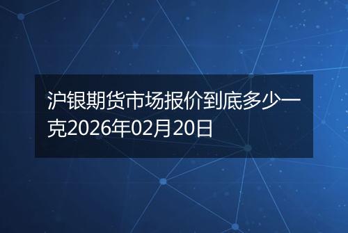 沪银期货市场报价到底多少一克2026年02月20日