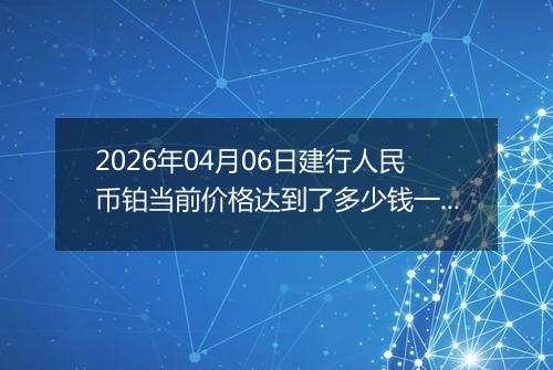 2026年04月06日建行人民币铂当前价格达到了多少钱一克2026年04月06日