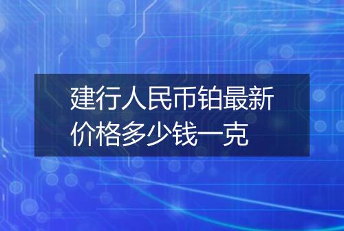 建行人民币铂最新价格多少钱一克