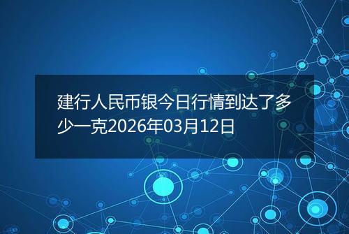 建行人民币银今日行情到达了多少一克2026年03月12日