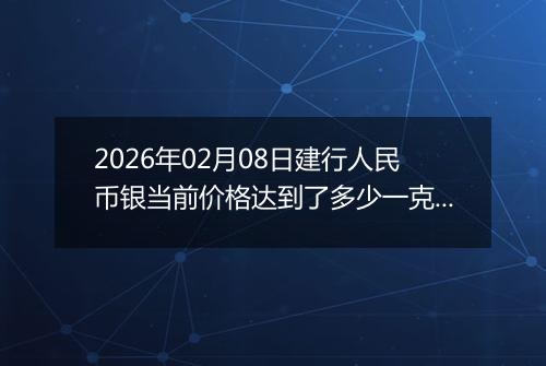 2026年02月08日建行人民币银当前价格达到了多少一克2026年02月08日