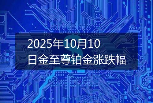 2025年10月10日金至尊铂金涨跌幅