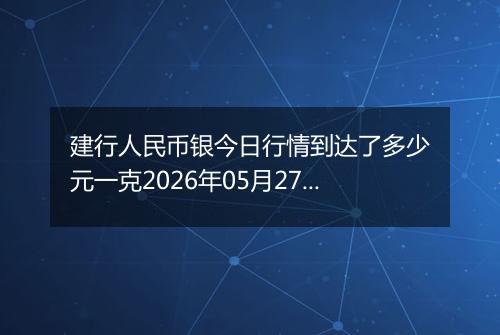建行人民币银今日行情到达了多少元一克2026年05月27日