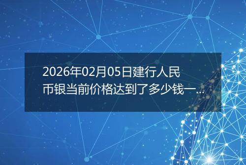 2026年02月05日建行人民币银当前价格达到了多少钱一克2026年02月05日