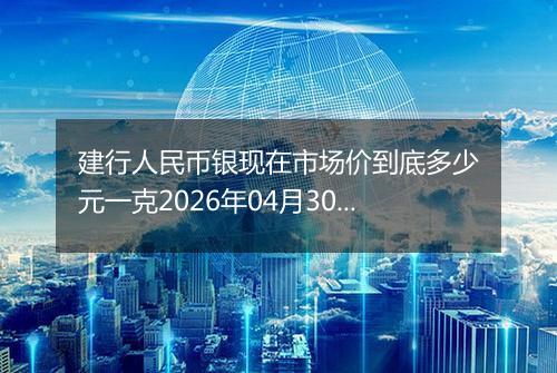 建行人民币银现在市场价到底多少元一克2026年04月30日