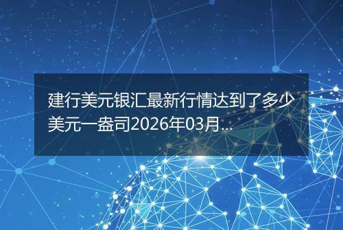 建行美元银汇最新行情达到了多少美元一盎司2026年03月13日