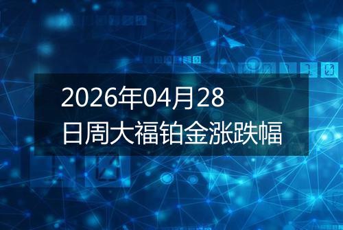 2026年04月28日周大福铂金涨跌幅