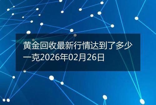 黄金回收最新行情达到了多少一克2026年02月26日
