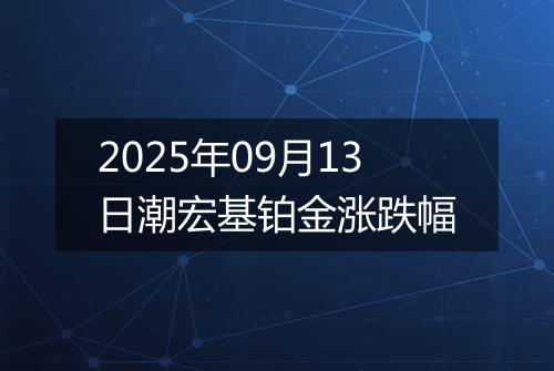 2025年09月13日潮宏基铂金涨跌幅