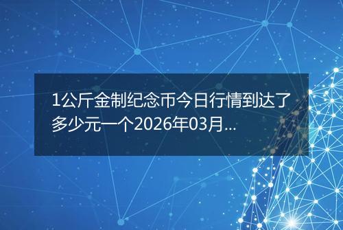 1公斤金制纪念币今日行情到达了多少元一个2026年03月07日