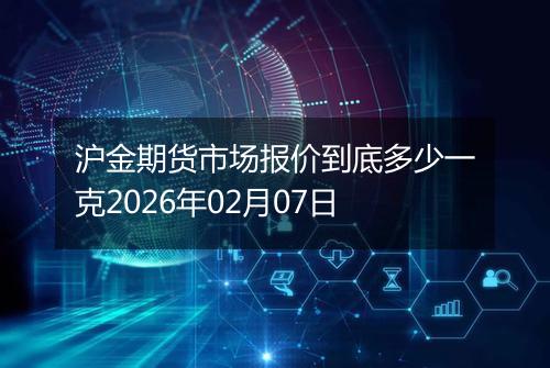 沪金期货市场报价到底多少一克2026年02月07日