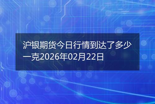 沪银期货今日行情到达了多少一克2026年02月22日