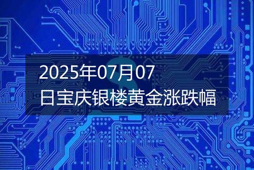 2025年07月07日宝庆银楼黄金涨跌幅