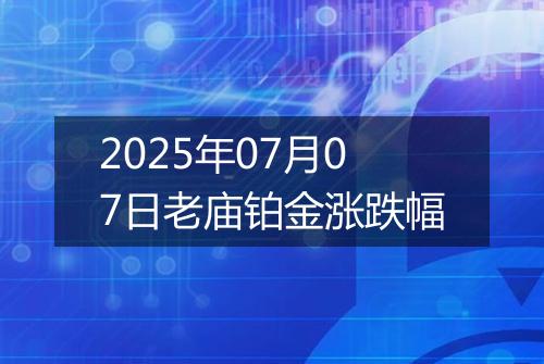 2025年07月07日老庙铂金涨跌幅