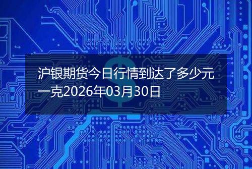 沪银期货今日行情到达了多少元一克2026年03月30日