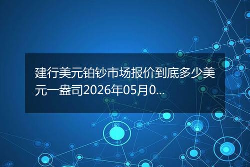 建行美元铂钞市场报价到底多少美元一盎司2026年05月04日