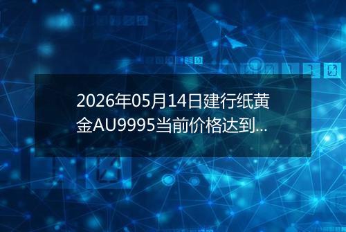 2026年05月14日建行纸黄金AU9995当前价格达到了多少元一克2026年05月14日