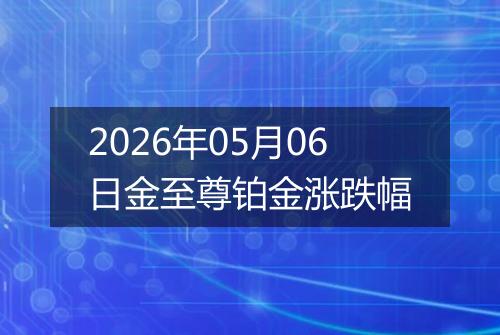 2026年05月06日金至尊铂金涨跌幅