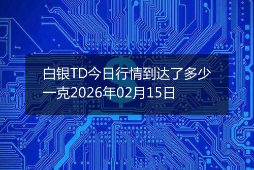 白银TD今日行情到达了多少一克2026年02月15日