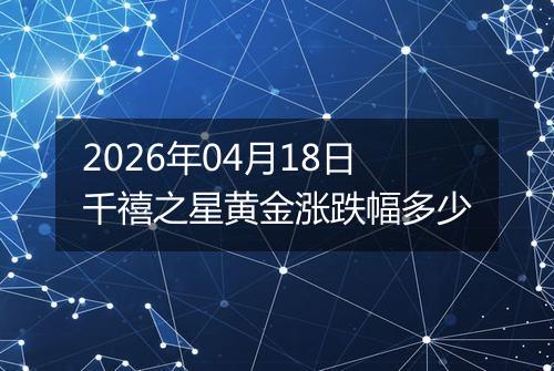 2026年04月18日千禧之星黄金涨跌幅多少