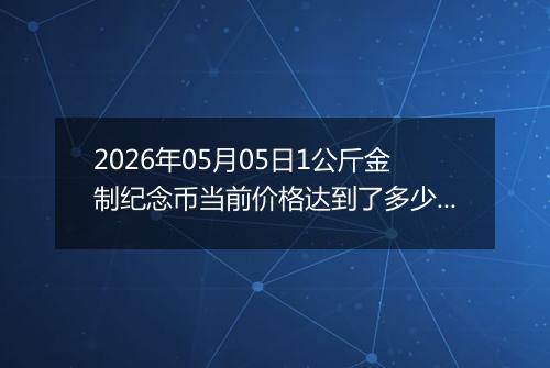 2026年05月05日1公斤金制纪念币当前价格达到了多少元一个2026年05月05日
