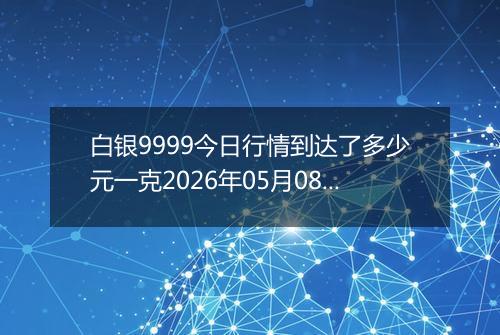 白银9999今日行情到达了多少元一克2026年05月08日