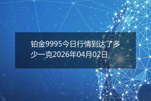 铂金9995今日行情到达了多少一克2026年04月02日