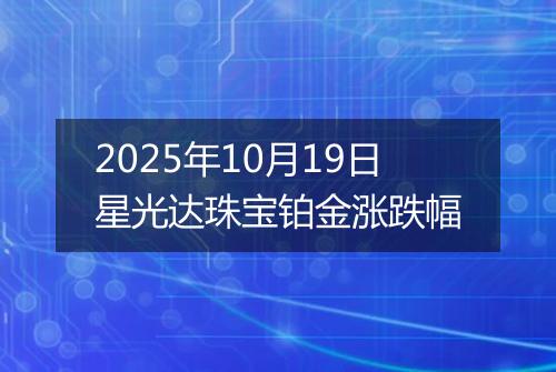 2025年10月19日星光达珠宝铂金涨跌幅