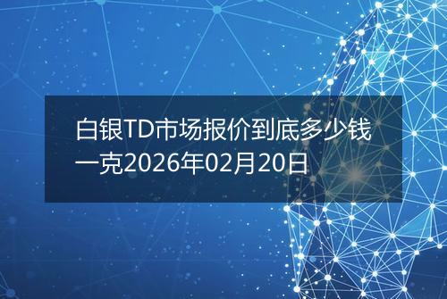 白银TD市场报价到底多少钱一克2026年02月20日