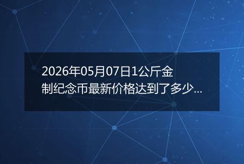 2026年05月07日1公斤金制纪念币最新价格达到了多少元一个