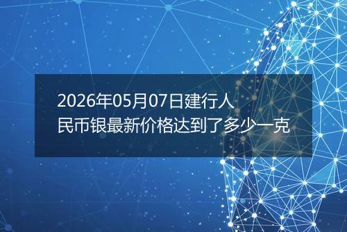 2026年05月07日建行人民币银最新价格达到了多少一克