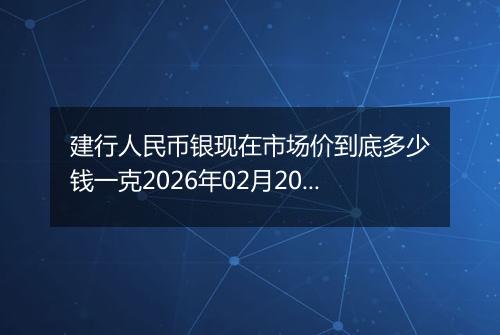 建行人民币银现在市场价到底多少钱一克2026年02月20日