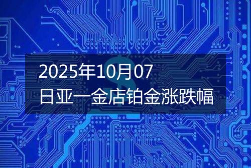 2025年10月07日亚一金店铂金涨跌幅