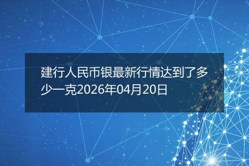 建行人民币银最新行情达到了多少一克2026年04月20日