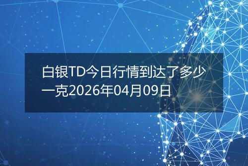 白银TD今日行情到达了多少一克2026年04月09日