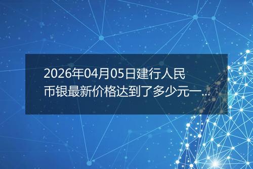 2026年04月05日建行人民币银最新价格达到了多少元一克