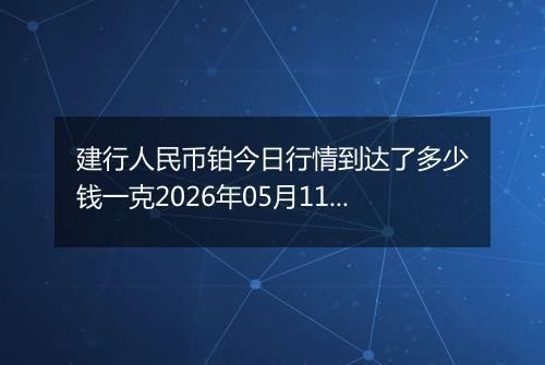 建行人民币铂今日行情到达了多少钱一克2026年05月11日
