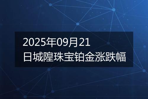 2025年09月21日城隍珠宝铂金涨跌幅
