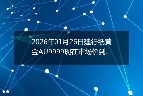 2026年01月26日建行纸黄金AU9999现在市场价到底多少一克