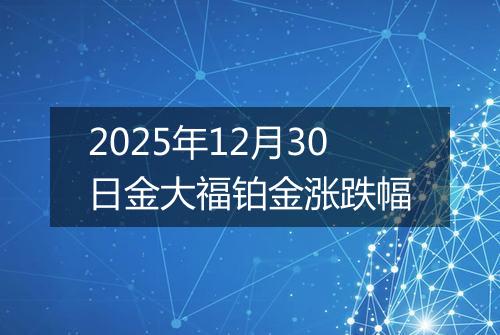 2025年12月30日金大福铂金涨跌幅