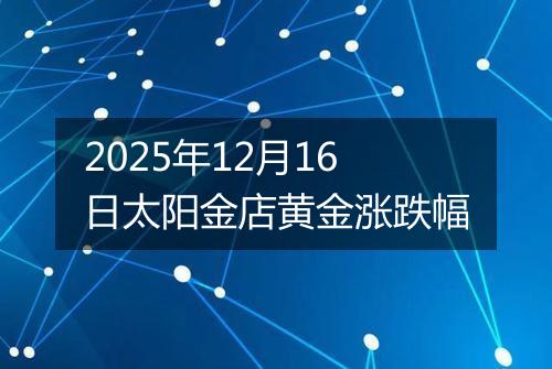 2025年12月16日太阳金店黄金涨跌幅