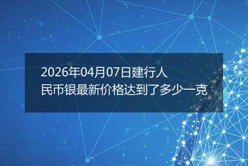 2026年04月07日建行人民币银最新价格达到了多少一克