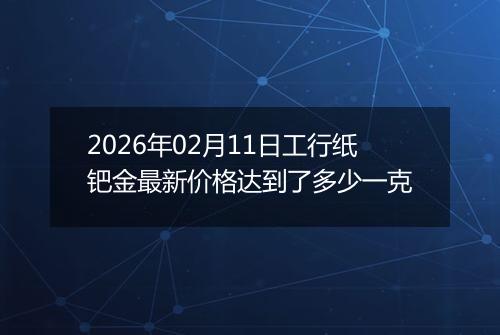 2026年02月11日工行纸钯金最新价格达到了多少一克