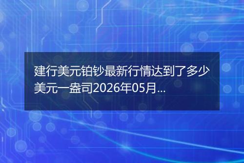 建行美元铂钞最新行情达到了多少美元一盎司2026年05月16日