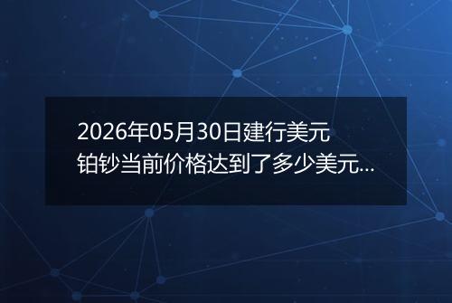 2026年05月30日建行美元铂钞当前价格达到了多少美元一盎司2026年05月30日
